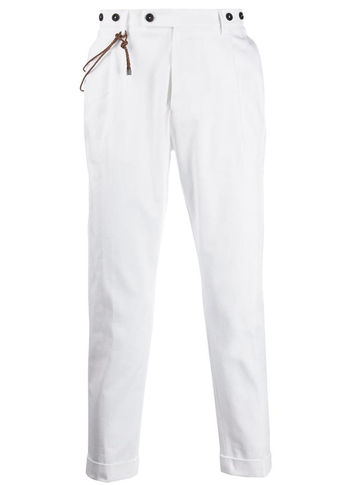 Berwich Chinos With Leather Tie Detail - White