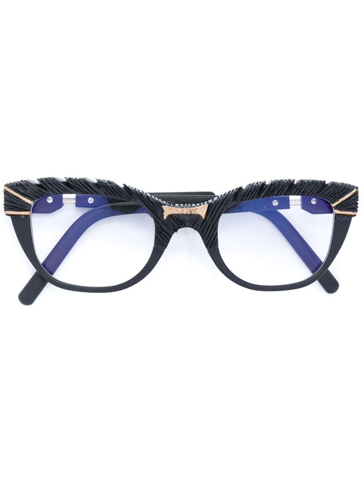 Kuboraum - Cat-eye Metallic Detailing Glasses - Women - Acetate - One Size, Black, Acetate