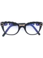 Kuboraum - Cat-eye Metallic Detailing Glasses - Women - Acetate - One Size, Black, Acetate