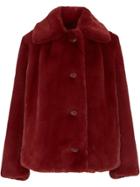 Burberry Faux Fur Single-breasted Jacket - Red