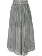 A.l.c. Belted Striped Skirt, Women's, Size: 4, Black, Silk/polyester