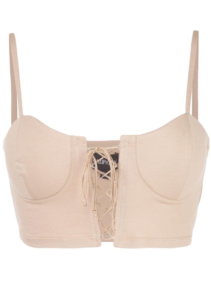 Callipygian Lace-up Bralet - Brown