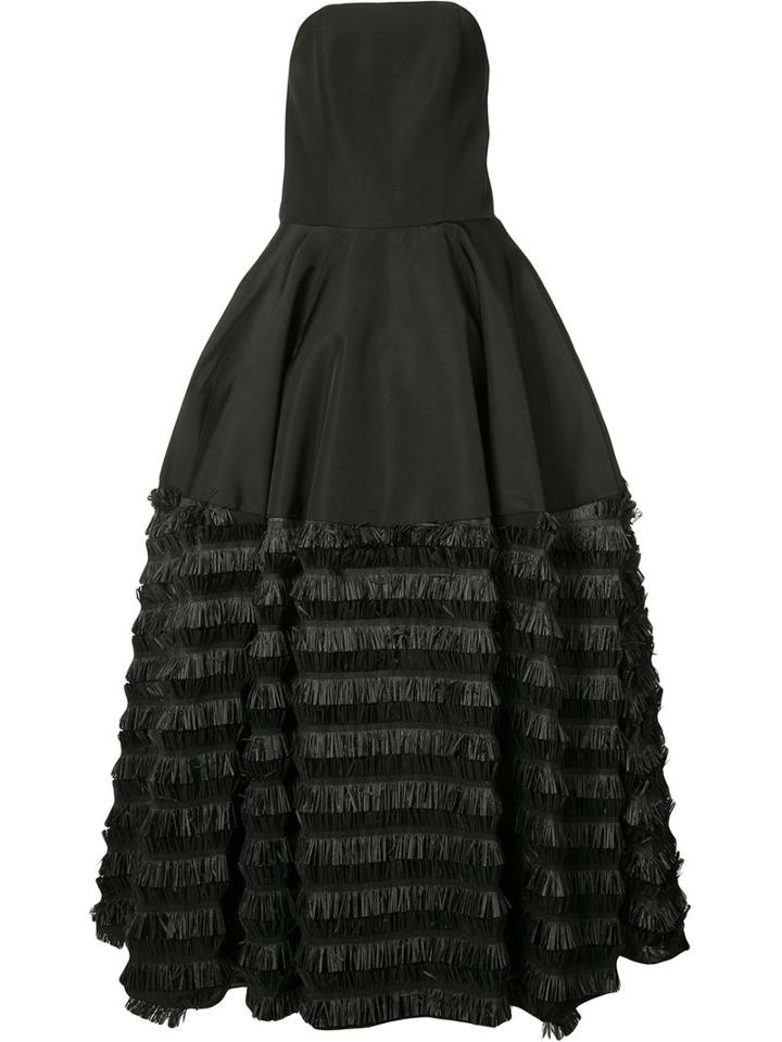 Christian Siriano - Flared Tassle Gown - Women - Silk/polyester - 6, Black, Silk/polyester