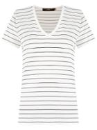 Andrea Marques V-neck Striped Blouse, Women's, Size: 38, White, Cotton