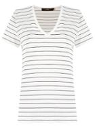 Andrea Marques V-neck Striped Blouse, Women's, Size: 38, White, Cotton