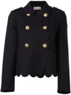 Red Valentino Scalloped Detailing Blazer, Women's, Size: 42, Blue, Polyamide/polyester/acetate/virgin Wool