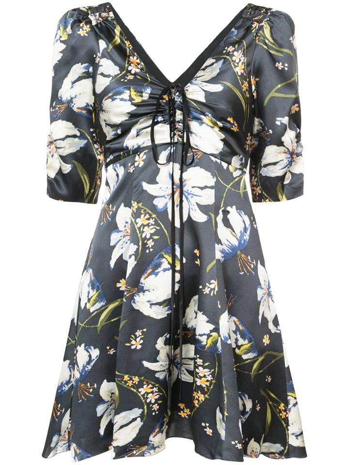 Cinq A Sept Laced Detail Floral Dress - Grey