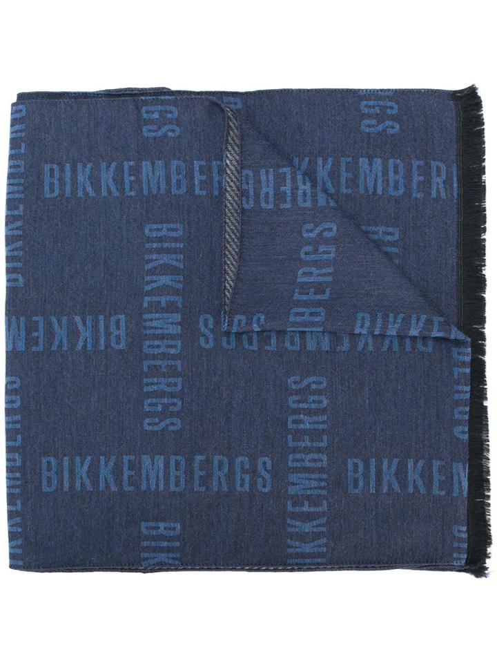 Dirk Bikkembergs Slogan Print Scarf - Blue