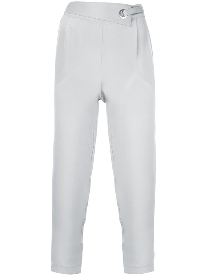 Max & Moi Eyelet Detail Cropped Trousers - Grey