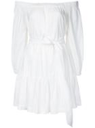 Erika Cavallini - Off-shoulders Belted Dress - Women - Cotton - 46, White, Cotton