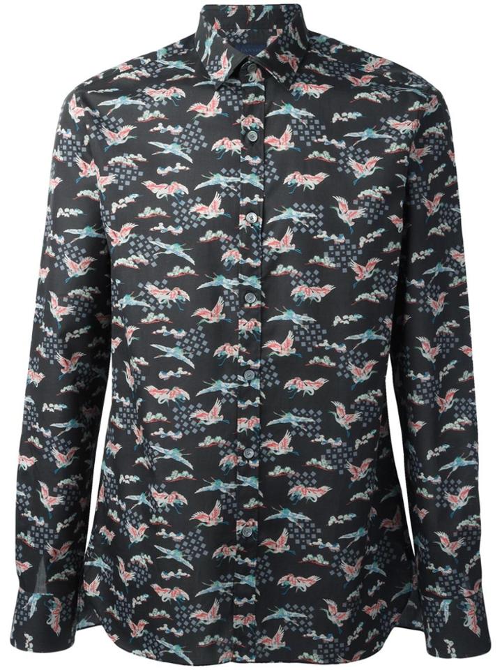 Lanvin Evolutive Cranes Print Shirt - Black