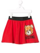 Moschino Kids Teen Logo Bear Print Skirt - Red