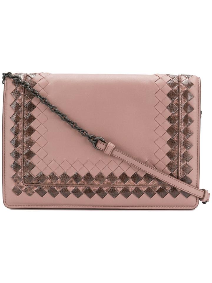 Bottega Veneta Metallic Patterned Detail Shoulder Bag - Pink