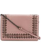 Bottega Veneta Metallic Patterned Detail Shoulder Bag - Pink