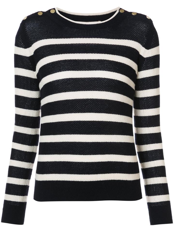 Vanessa Bruno Buttoned Shoulders Striped Jumper - Blue