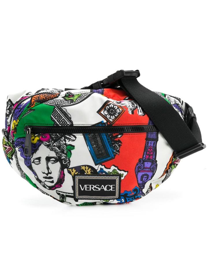 Versace Greek Statue Print Bum Bag - White