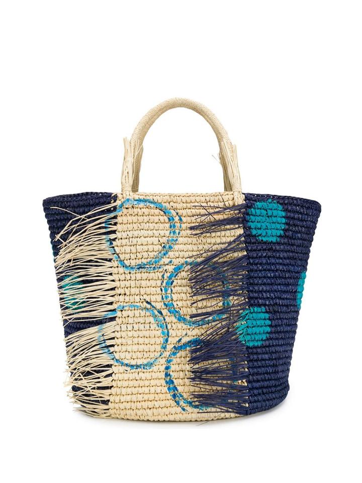 Sensi Studio Frayed Tote Bag - Blue