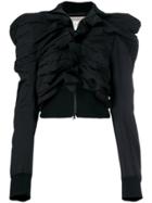 Yohji Yamamoto Ruched Structured Shoulder Jacket - Black