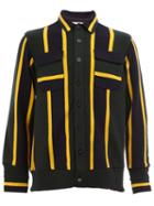Sacai Striped Shirt Jacket, Men's, Size: 2, Yellow, Nylon/wool