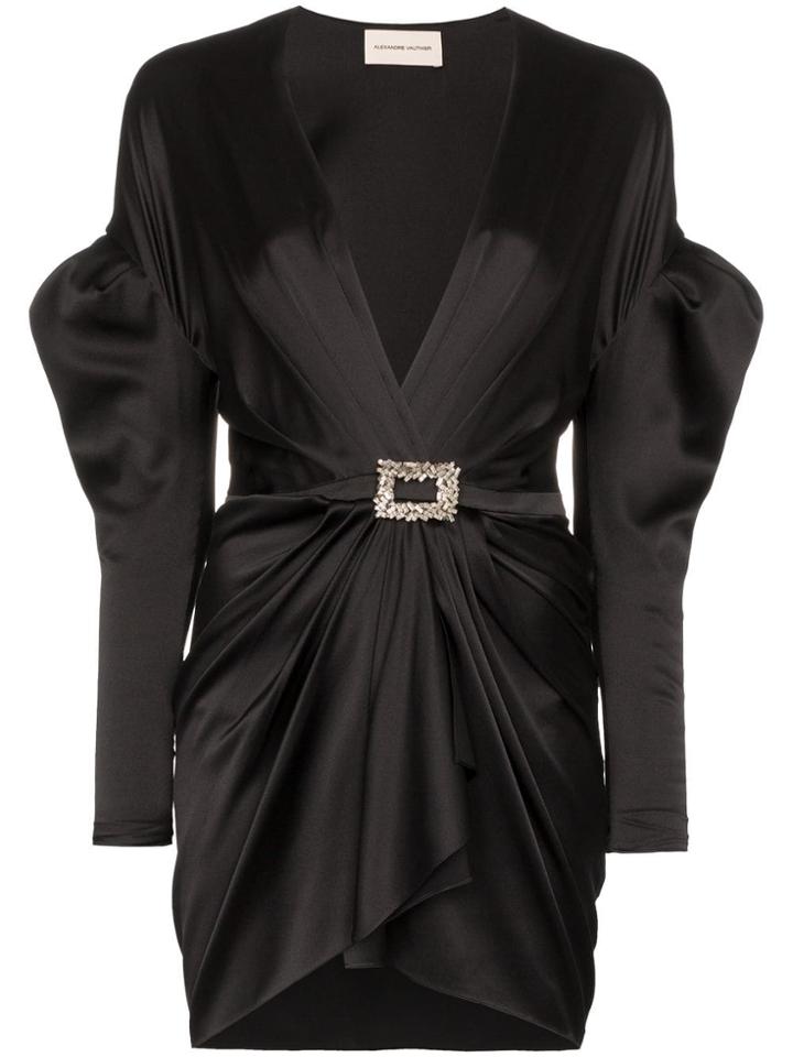 Alexandre Vauthier Puffed Shoulder Plunge Mini-dress - Black