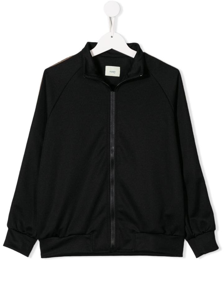 Fendi Kids Teen Ff Logo Bomber Jacket - Black