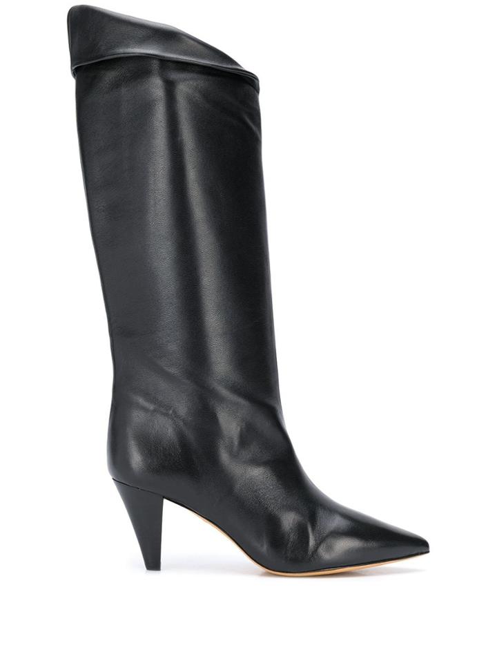 Iro Pointed Toe Knee Boots - Black