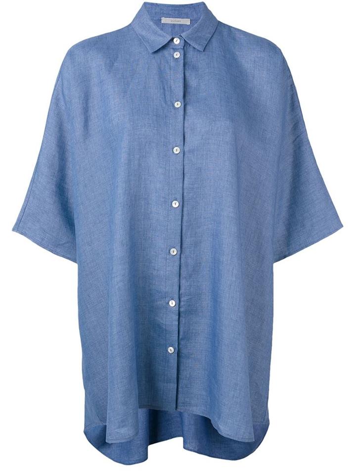 Dusan Box Fit Wide Sleeve Button Down Shirt, Women's, Size: Xs, Blue, Linen/flax
