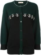 Marni Embellished Cardigan, Women's, Size: 40, Green, Nylon/virgin Wool/glass/brass