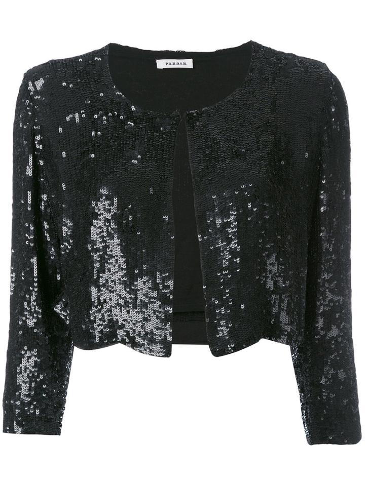 P.a.r.o.s.h. Cropped Sequin Cardigan, Women's, Size: Xs, Black, Viscose