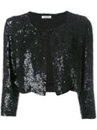 P.a.r.o.s.h. Cropped Sequin Cardigan, Women's, Size: Xs, Black, Viscose