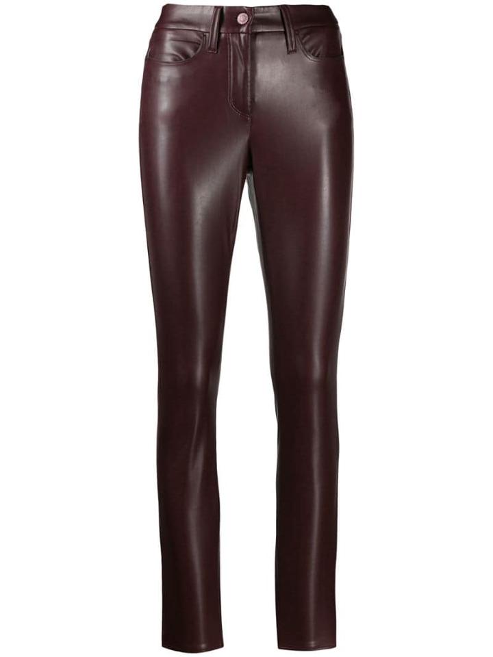 Cambio Faux Leather Skinny Trousers - Red