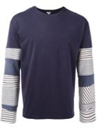 Loewe Long Sleeved Patchwork T-shirt, Men's, Size: Medium, Blue, Cotton
