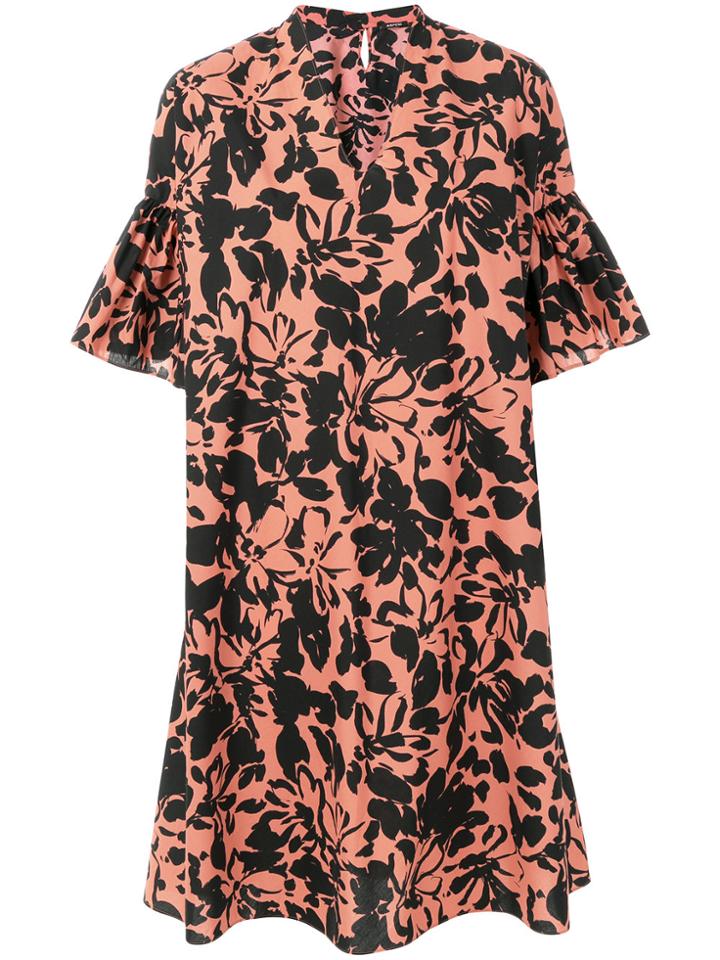 Aspesi Floral Print Oversized Dress - Yellow & Orange