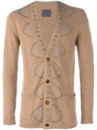 Laneus Embellished Button Down Cardigan, Men's, Size: 52, Nude/neutrals, Polyamide/viscose/aluminium/brass