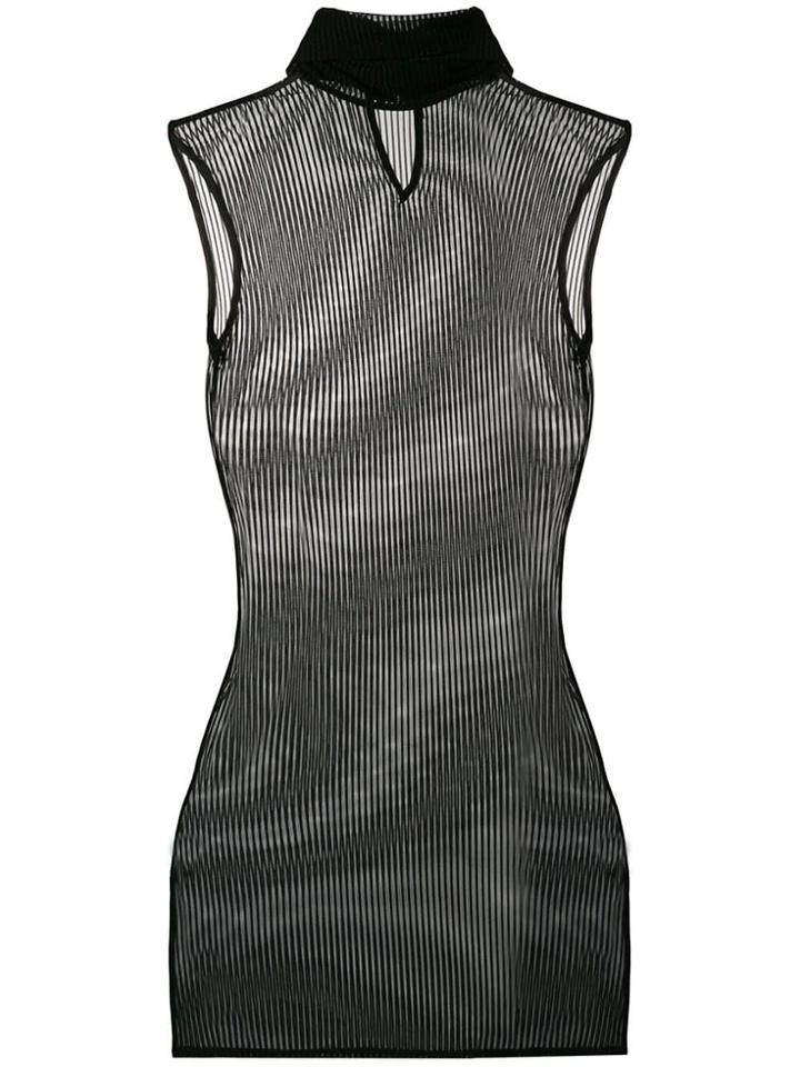 Styland Turtleneck Sheer Top - Black