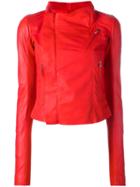 Rick Owens Tie Back Biker Jacket, Women's, Size: 38, Red, Lamb Skin/cupro
