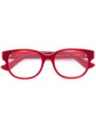 Gucci Eyewear Transparent Glitter Rectangular Glasses, Red, Acetate