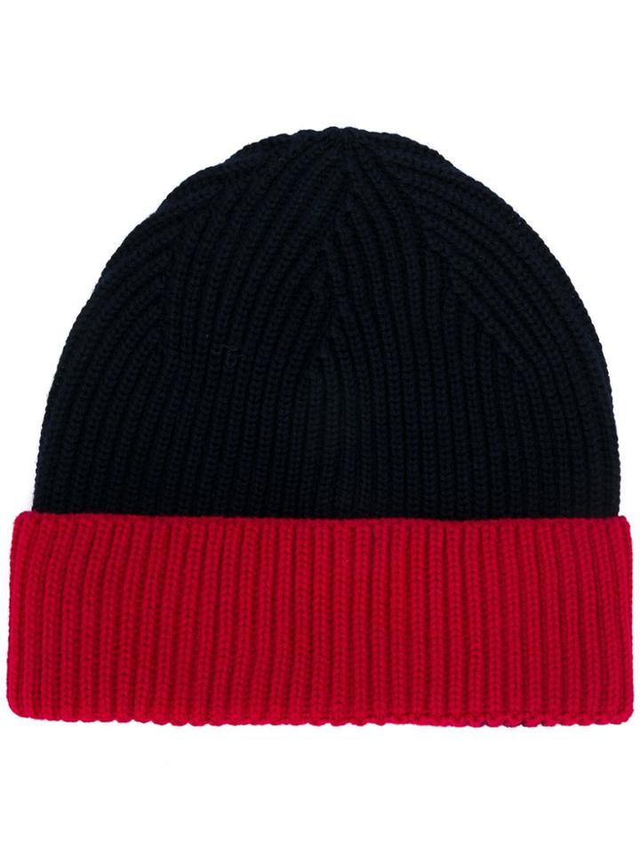 Altea Colour Block Ribbed Knit Hat - Blue