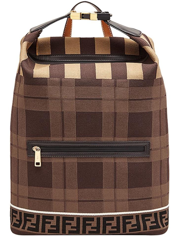 Fendi Tartan Logo Backpack - Brown