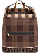 Fendi Tartan Logo Backpack - Brown