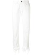 3x1 Fringed Ankle Skinny Jeans - White