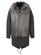 Furs66 Fur Trim Leather Coat - Grey