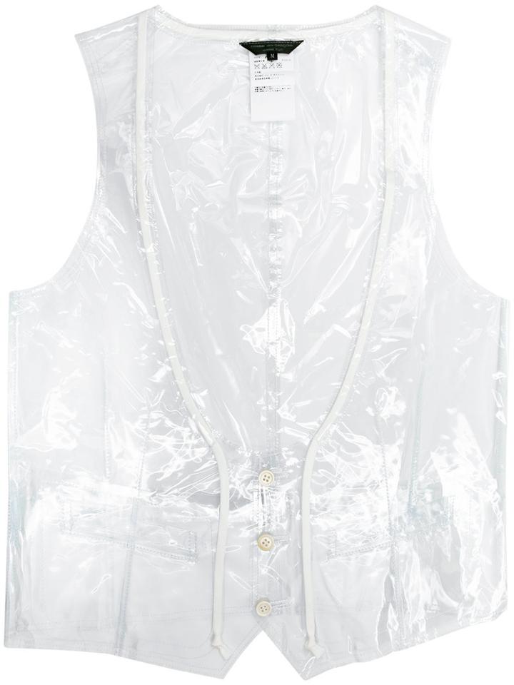 Comme Des Garçons Homme Plus Buttoned Deep Neck Vest, Men's, Size: Large, Nude/neutrals, Pvc