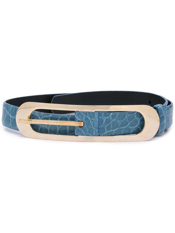 Oscar De La Renta Cornflower Buckle Belt - Blue