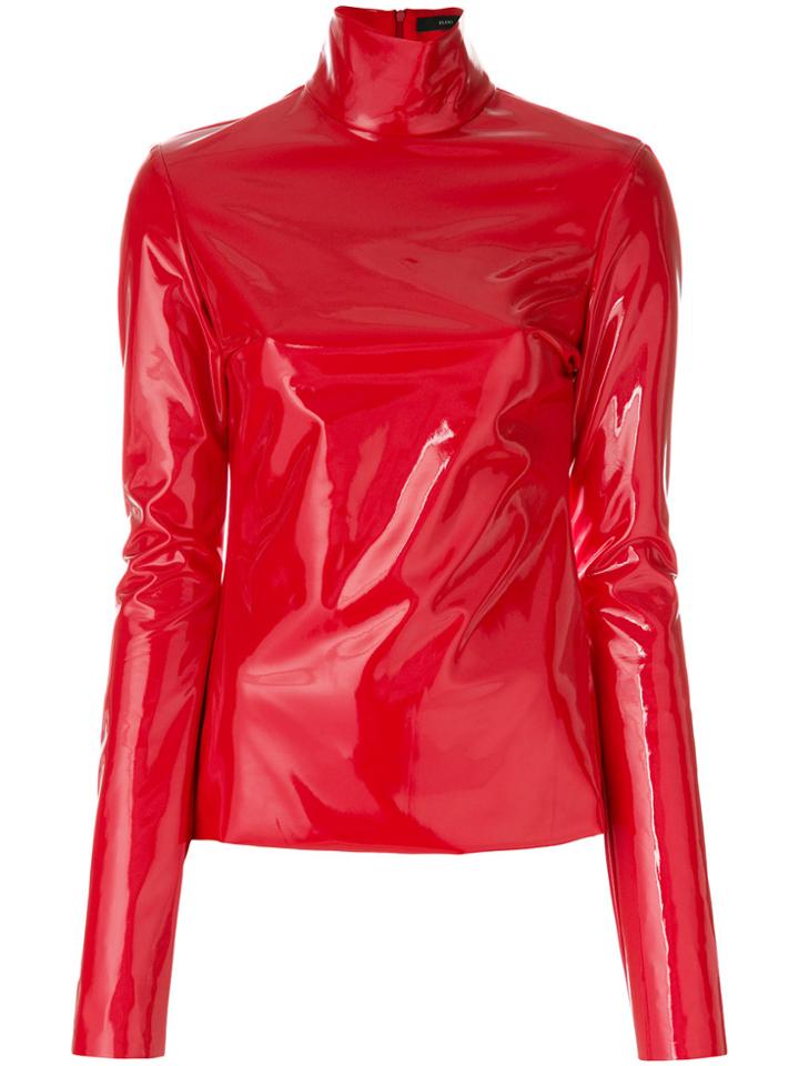 Ellery High Shine Roll Neck Top - Red