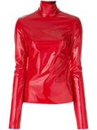 Ellery High Shine Roll Neck Top - Red
