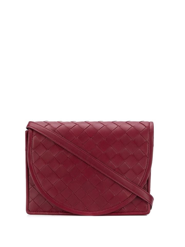 Bottega Veneta Intrecciato Flap Crossbody Bag - Red