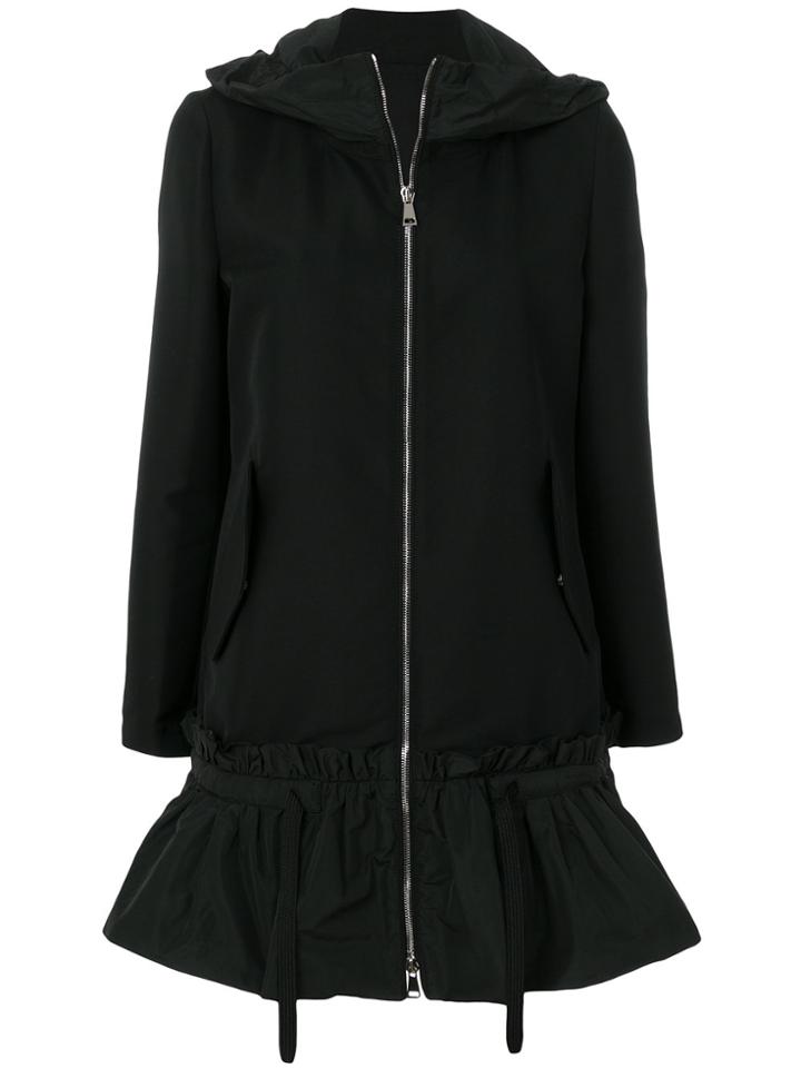 Moncler Flared Hem Hooded Coat - Black