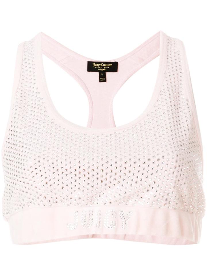 Juicy Couture Swarovski Embellished Velour Crop Top - Pink