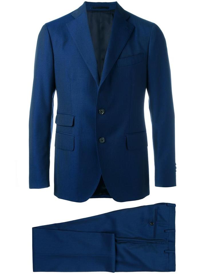Gabriele Pasini Multiple Flap Pockets Suit, Men's, Size: 50, Blue, Viscose/cupro/cotton/wool